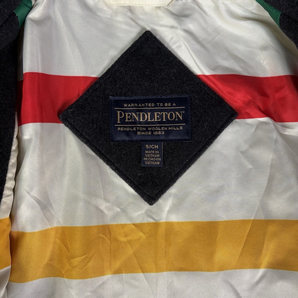 Pendleton Campbell Wool Coat Women's Small Charcoal Hudson Bay Stripe Jacket - Picture 8 of 12